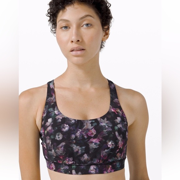 Lululemon Athletica Energy Sports Bra Black Floral Yoga Athletic Women’s 4 - Picture 2 of 10